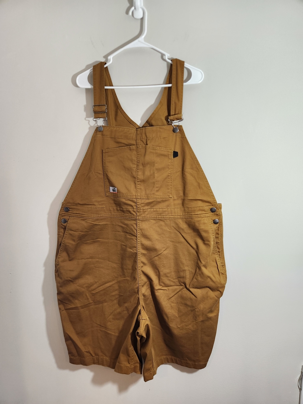 Duluth Trading Short Overalls Caramel Brown 40 Grit Workwear Utility Carpenter